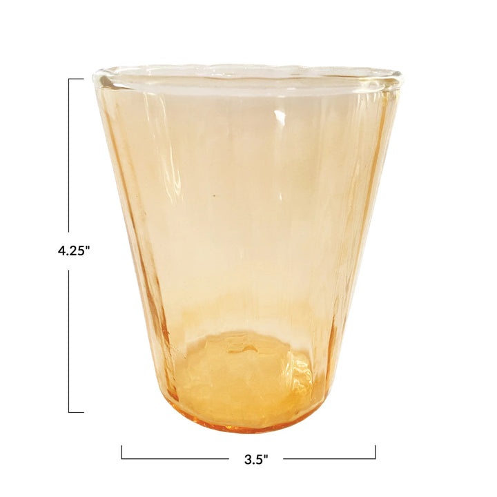 Orange Ribbed Drinking Glass