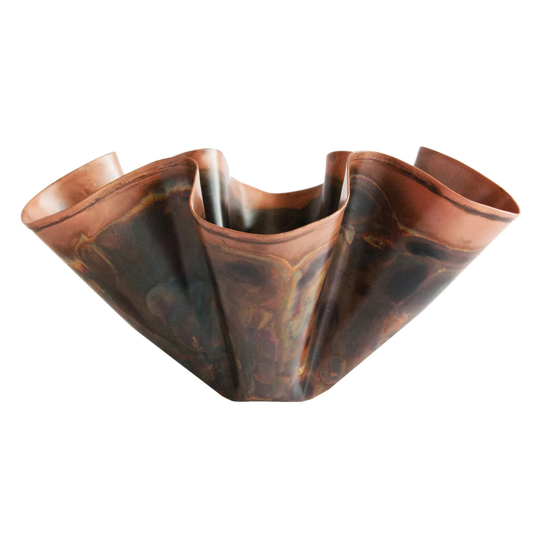 Oxidized Ruffled Copper Bowl