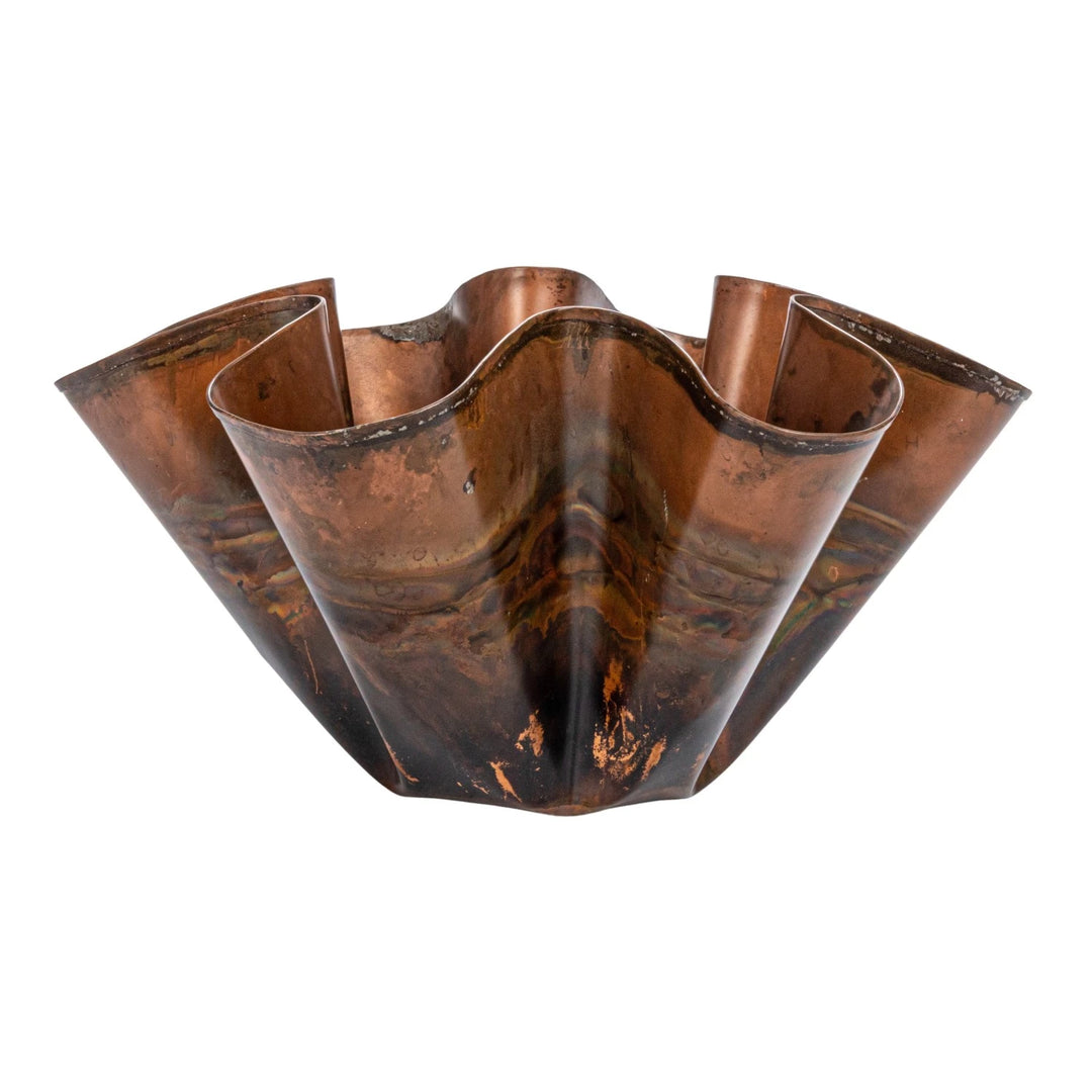 Oxidized Ruffled Copper Bowl