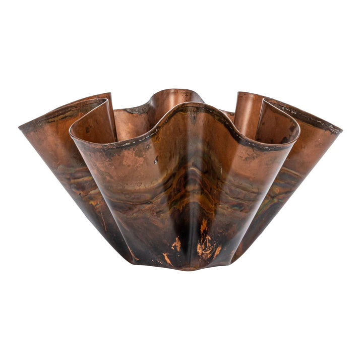 Oxidized Ruffled Copper Bowl