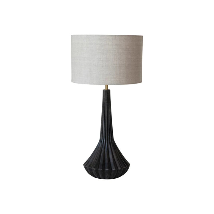 Black Mango Wood Pleated Table Lamp - Local Pickup