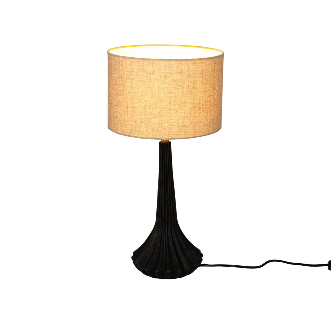 Black Mango Wood Pleated Table Lamp - Local Pickup