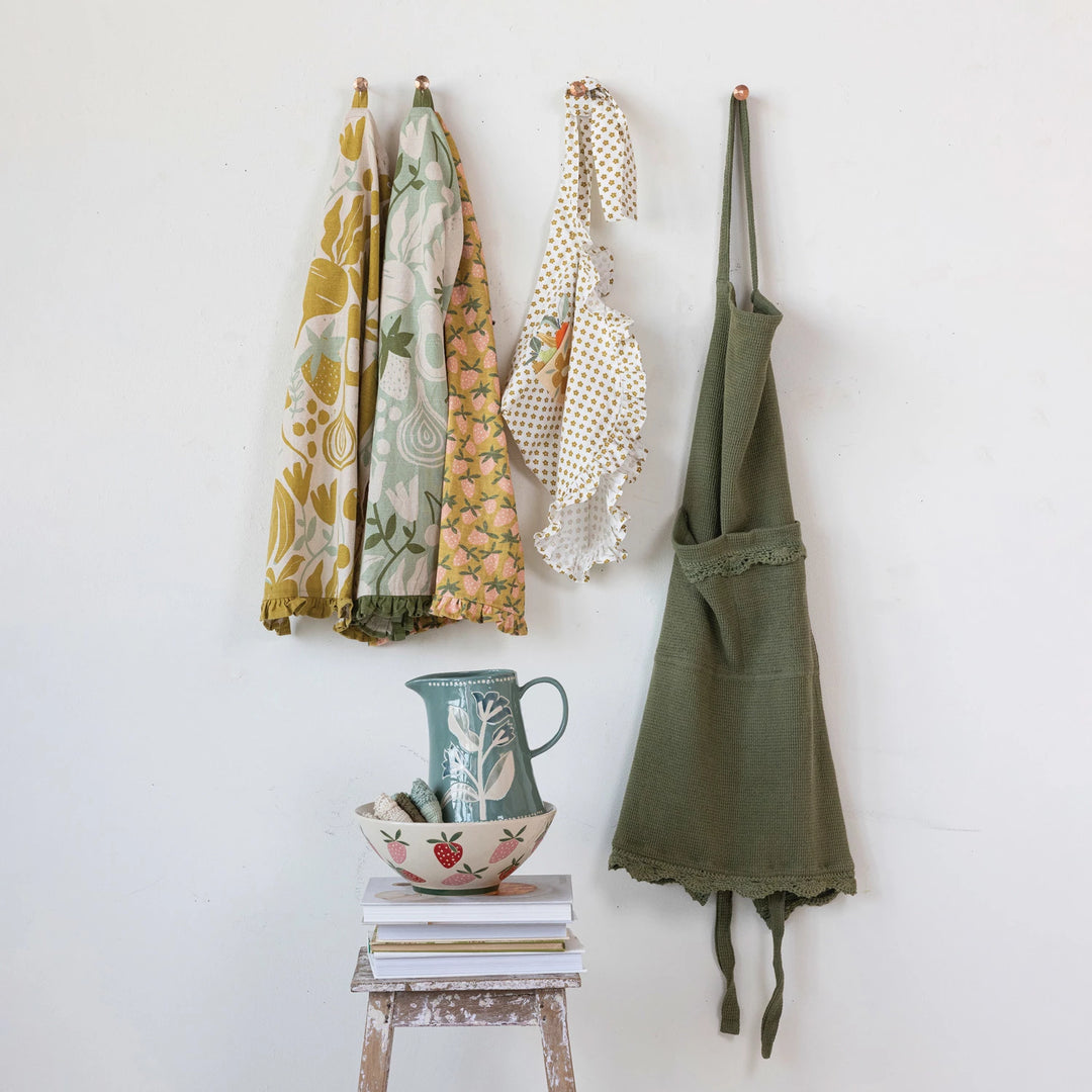 Olive Green Waffle Weave Apron