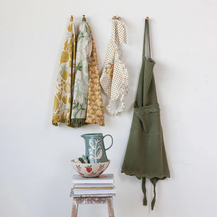 Olive Green Waffle Weave Apron