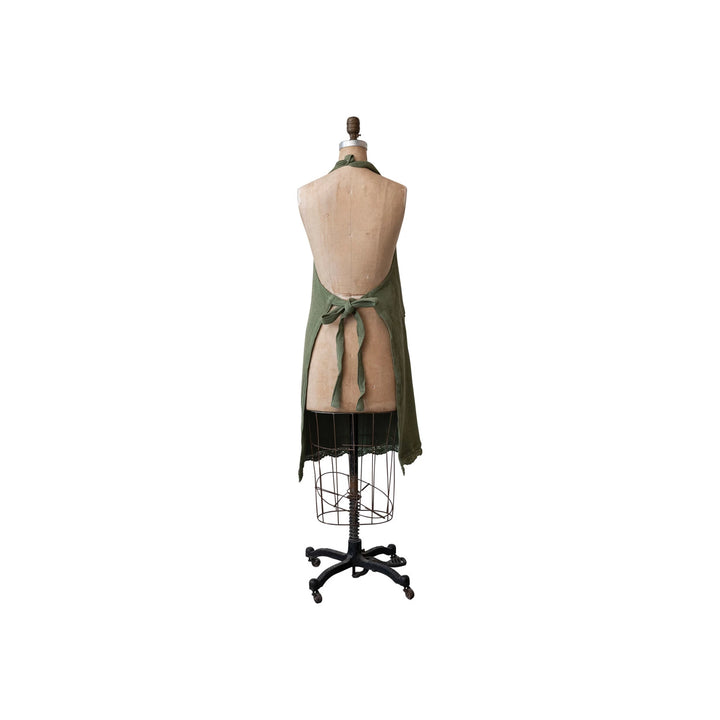 Olive Green Waffle Weave Apron