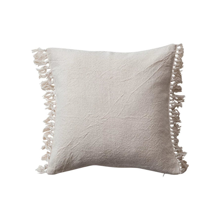 Natural Fringed Square Pillow