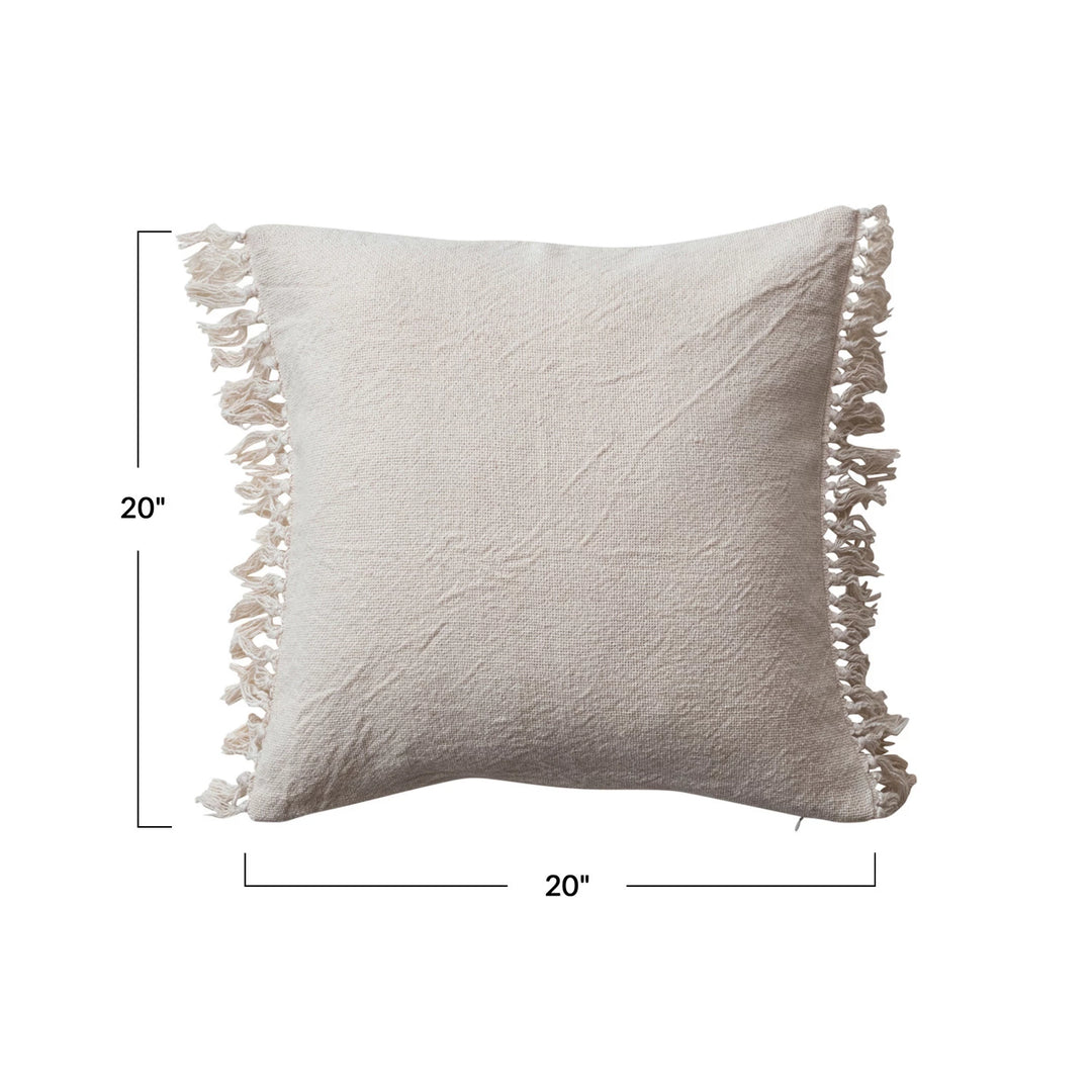 Natural Fringed Square Pillow