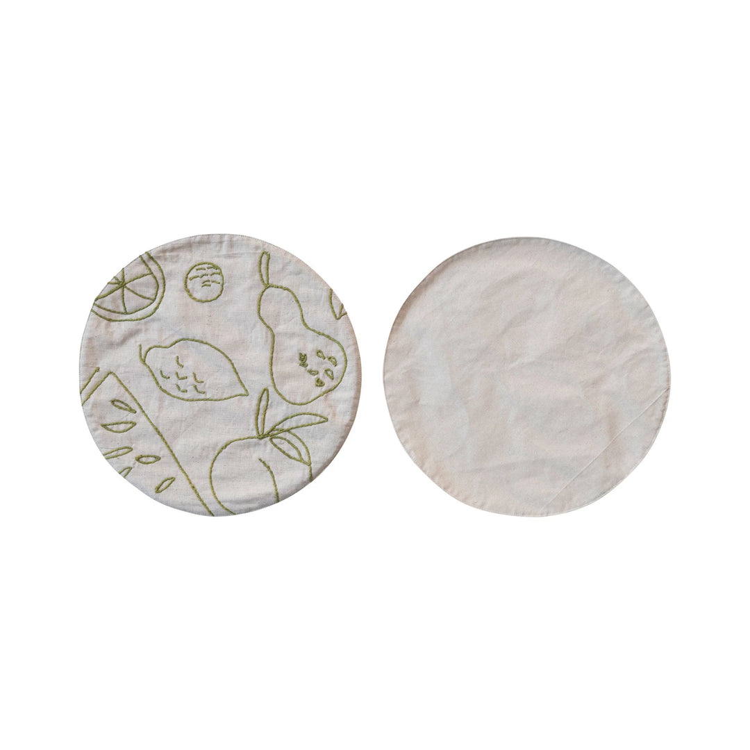 Green Fruit Embroidered Placemat