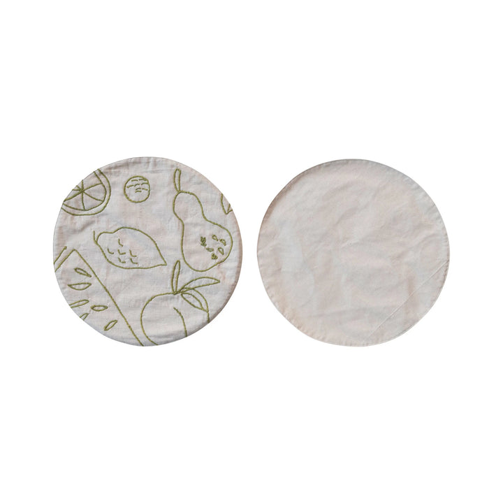Green Fruit Embroidered Placemat
