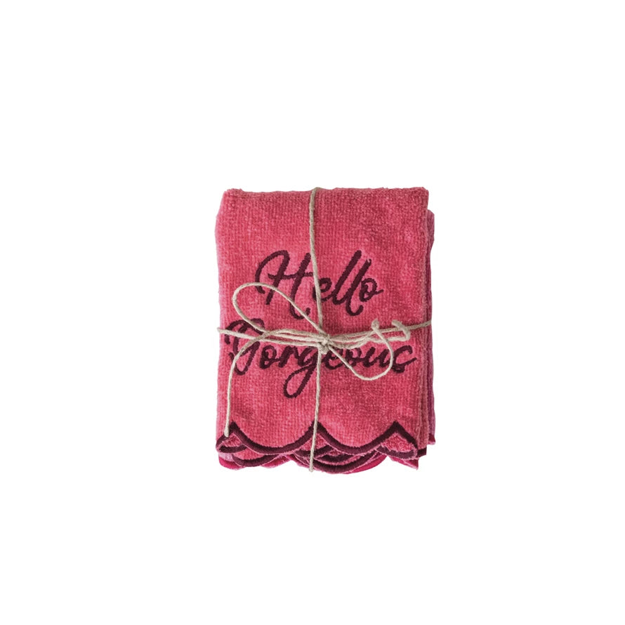 Hello Pink Terry Wash Cloth Set