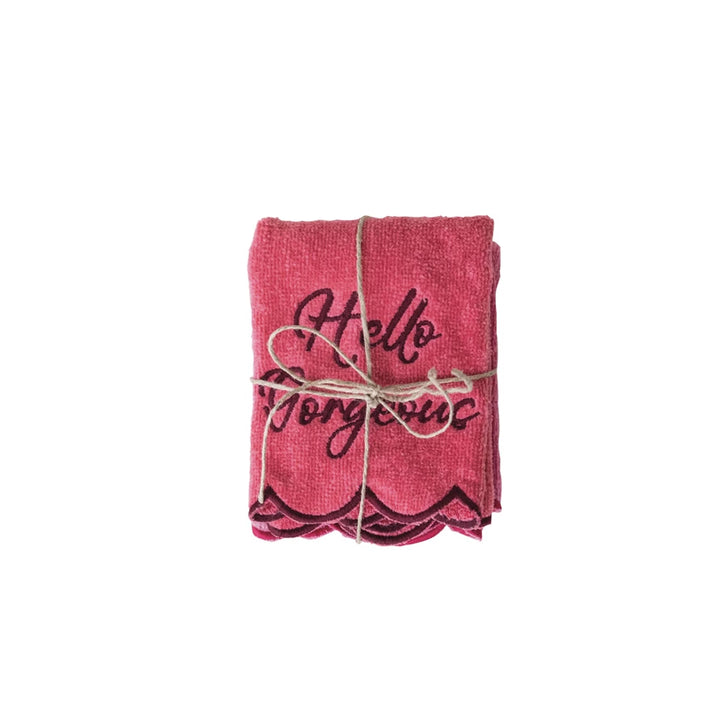 Hello Pink Terry Wash Cloth Set