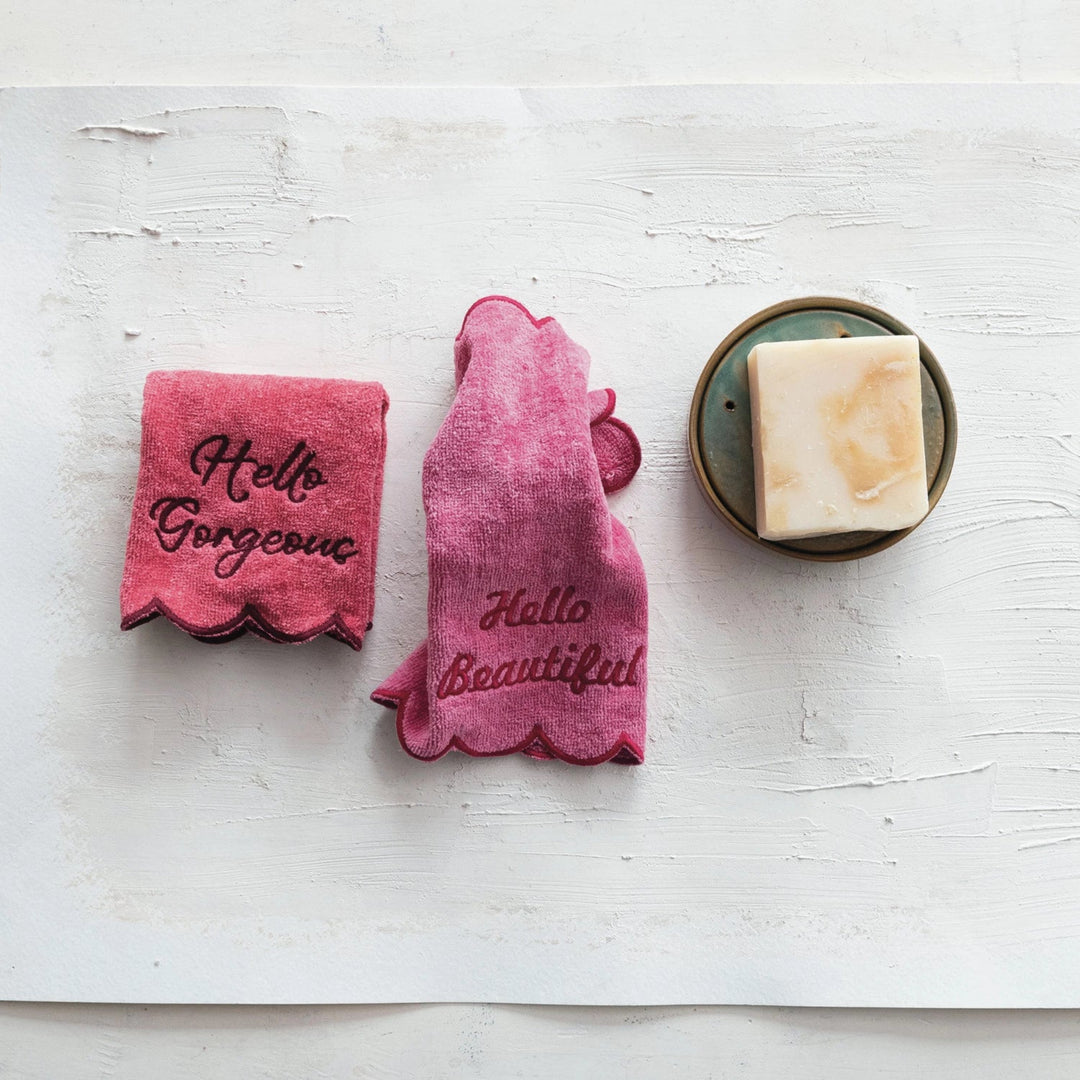 Hello Pink Terry Wash Cloth Set
