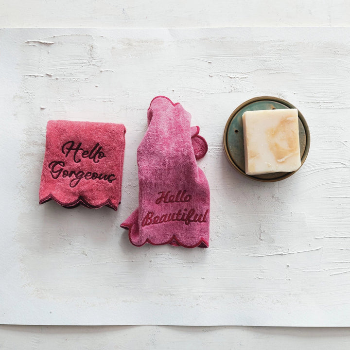 Hello Pink Terry Wash Cloth Set