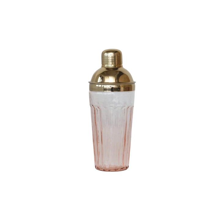 Pink & Gold Glass Cocktail Shaker