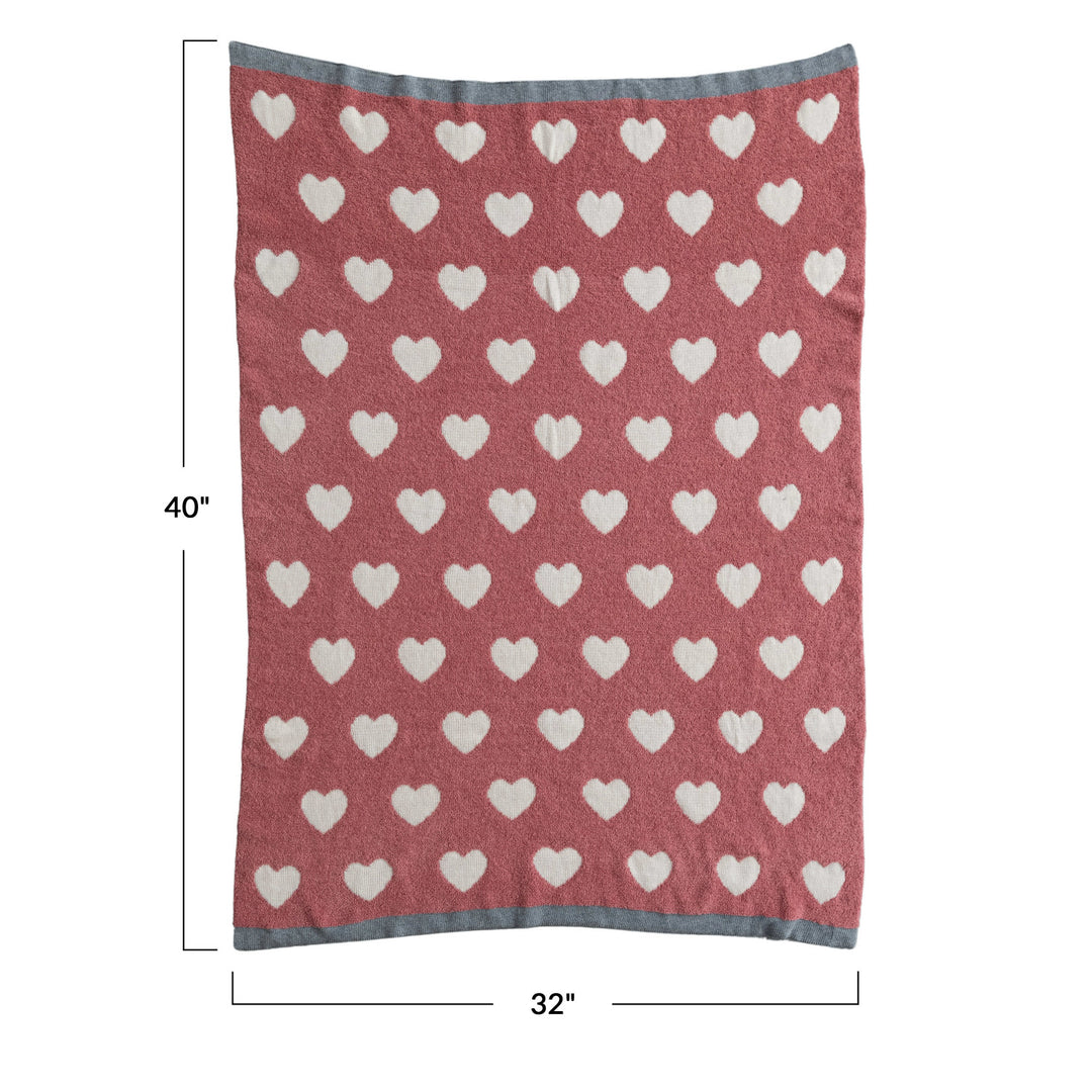 Chenille Hearts Baby Blanket