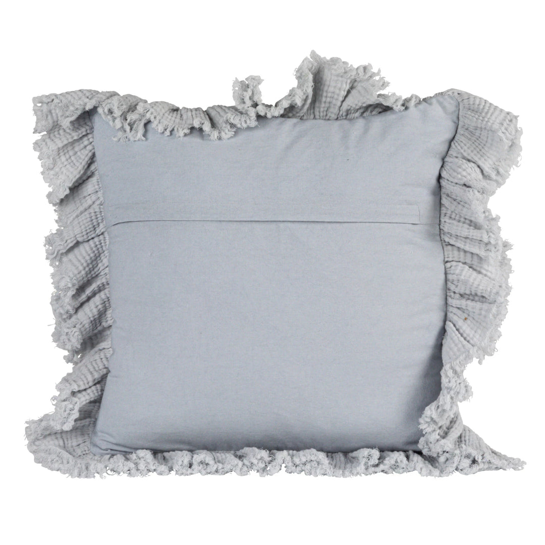 Light Blue Gauze Textured Ruffle Pillow