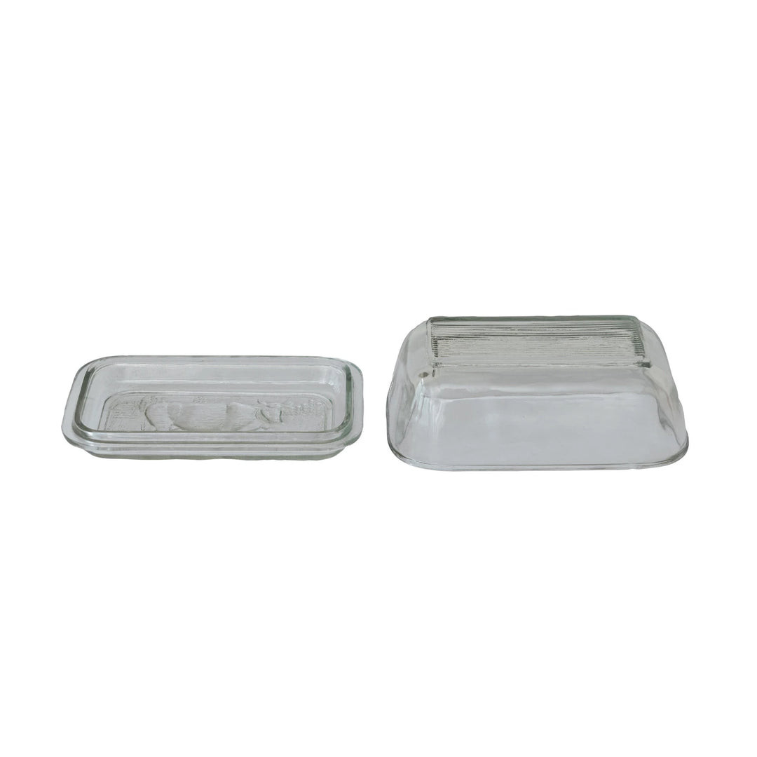 Pressed Glass Cow Butter Dish