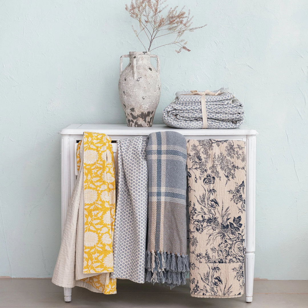 Chambray Toile Printed Throw