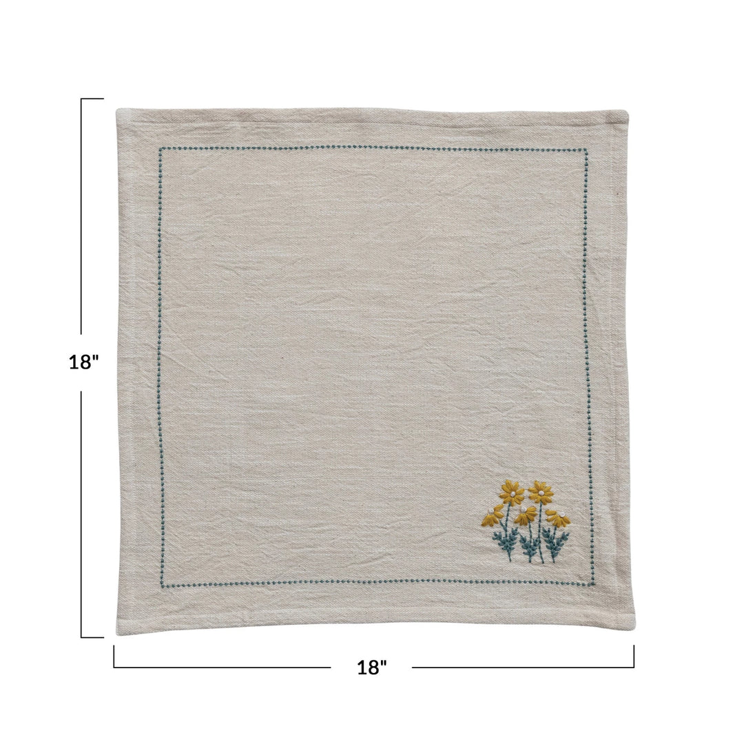 Charming Embroidered Flowers Napkin