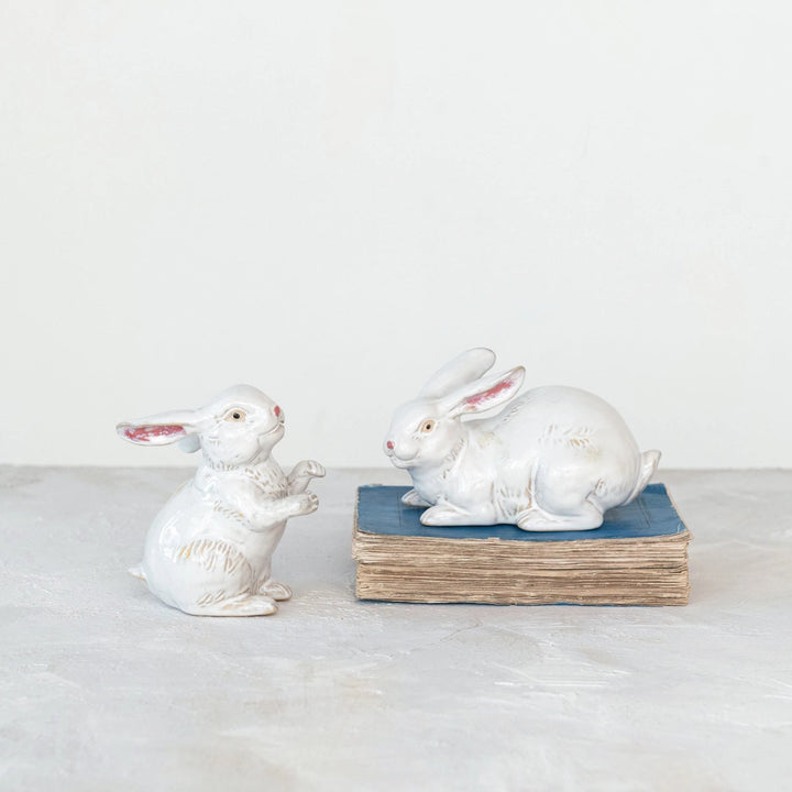 White Stoneware Glazed Rabbit
