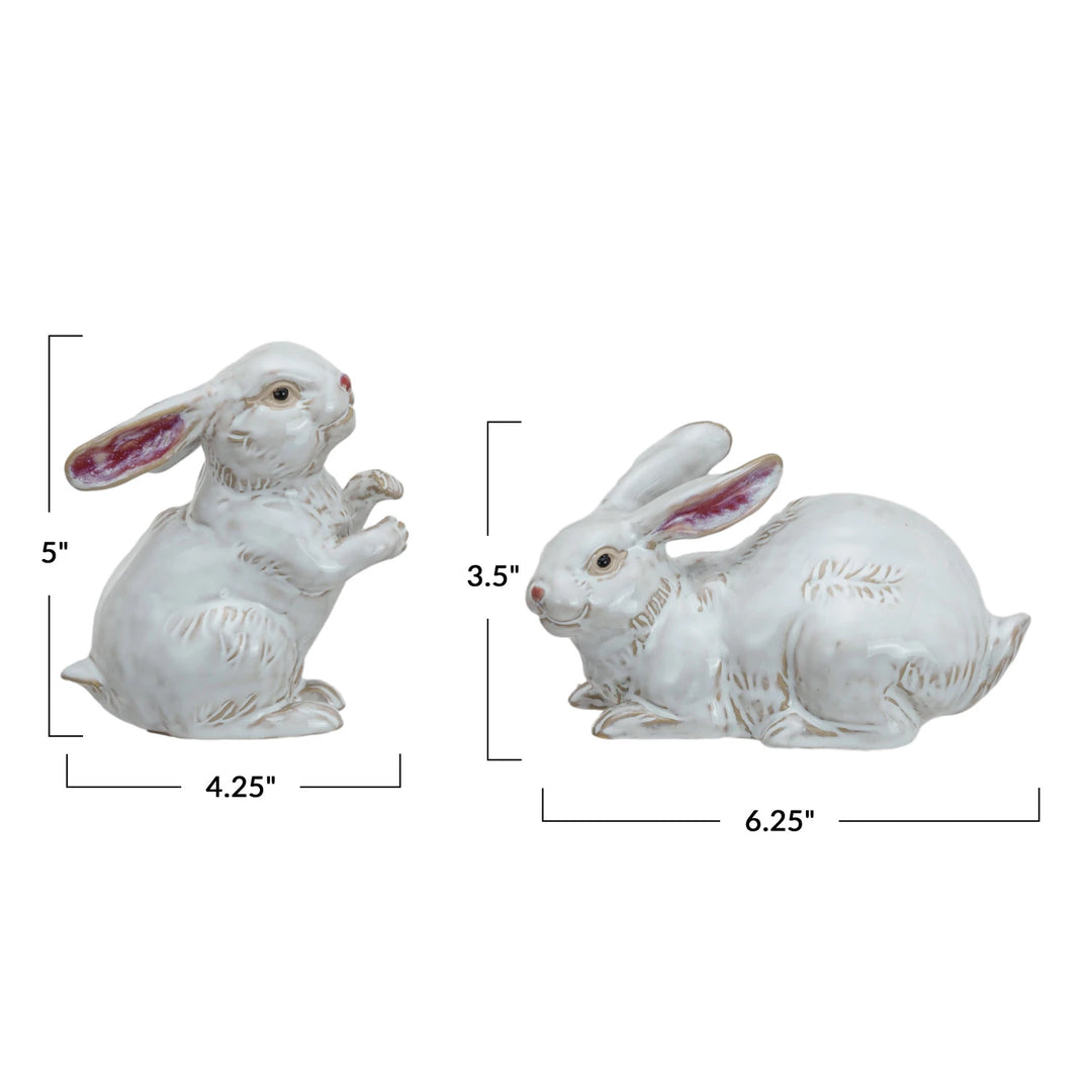 White Stoneware Glazed Rabbit