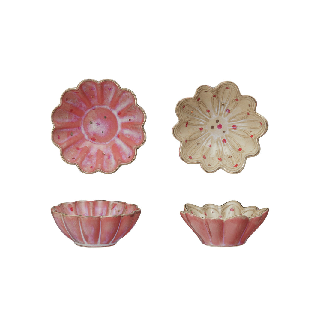 Gold Edged Polka Dot Flower Dish