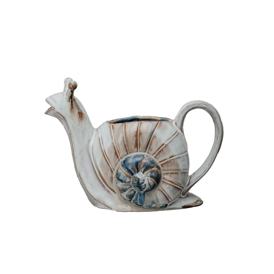 Reactive Glaze Stoneware Snail Watering Can