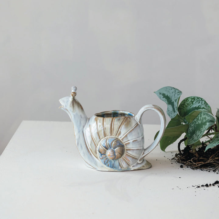 Reactive Glaze Stoneware Snail Watering Can