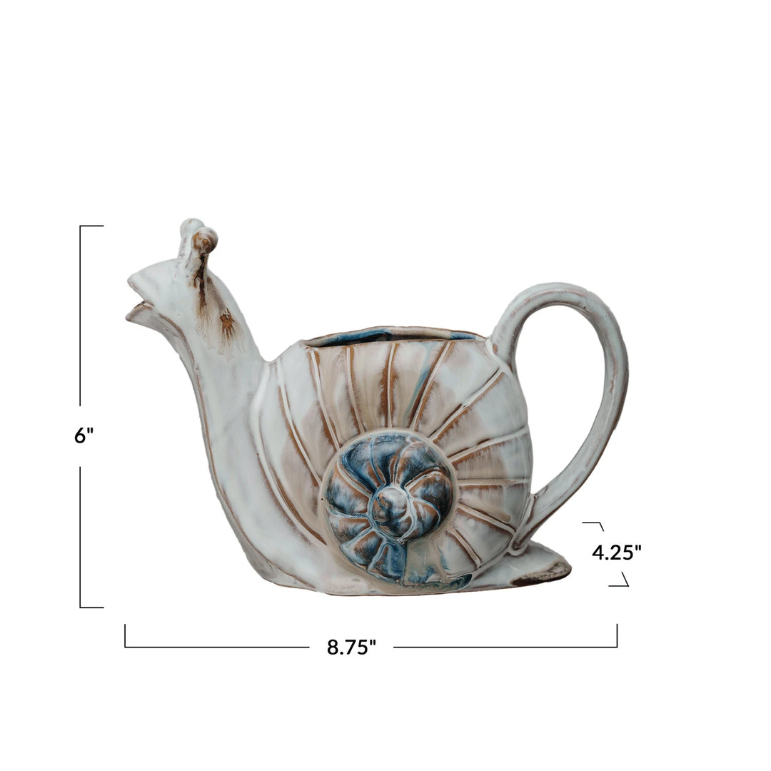 Reactive Glaze Stoneware Snail Watering Can