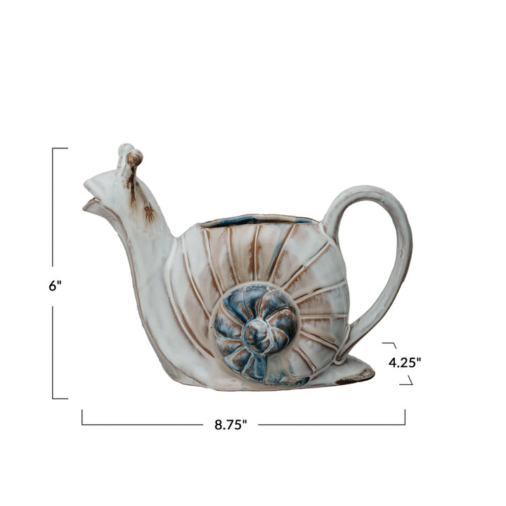 Reactive Glaze Stoneware Snail Watering Can