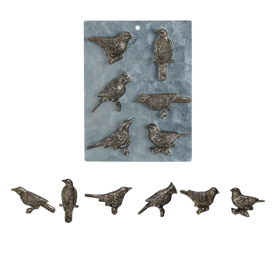 Pewter Bird Magnet Set
