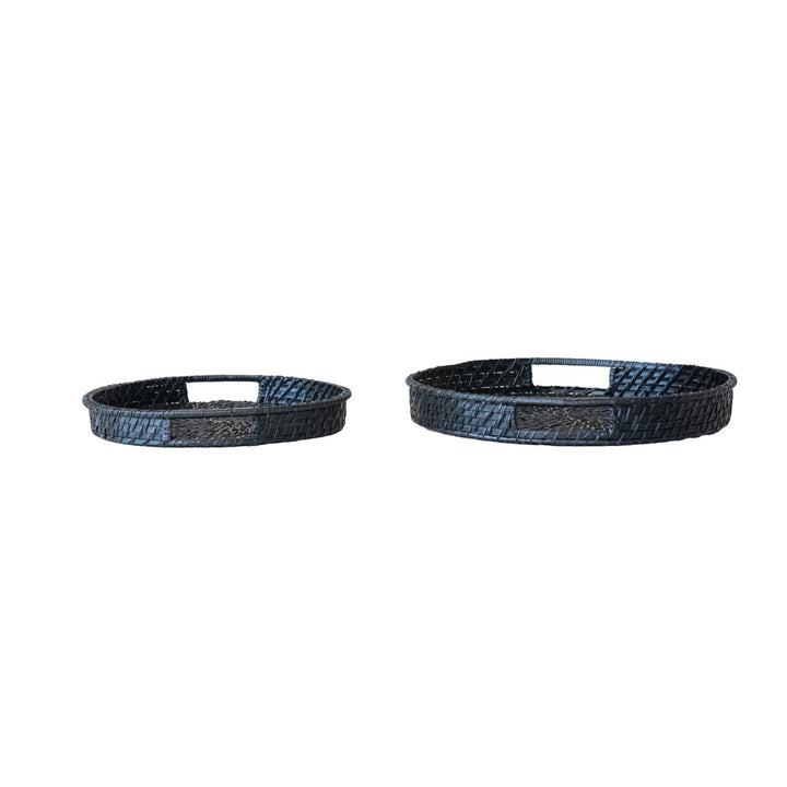Black Woven Round Tray
