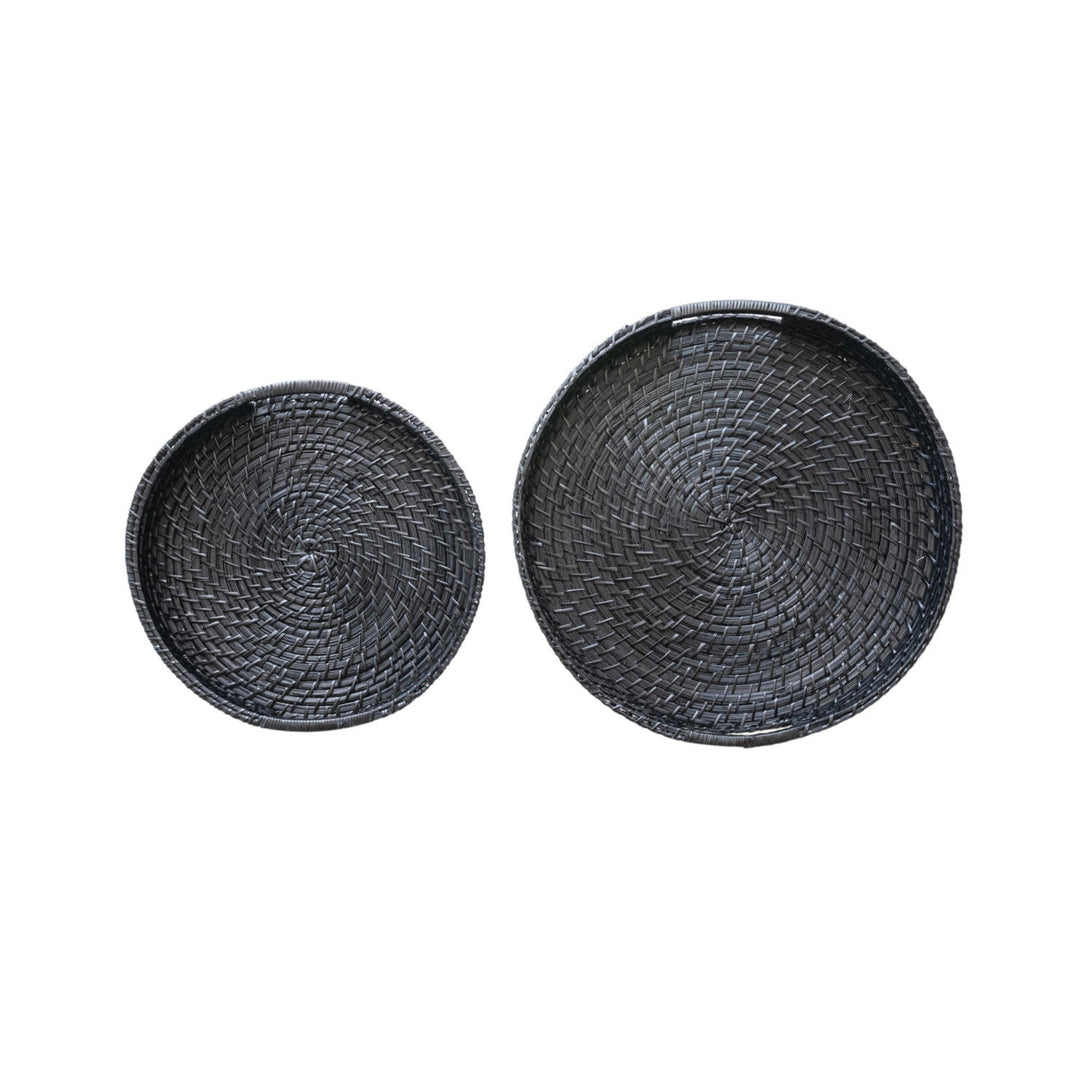 Black Woven Round Tray