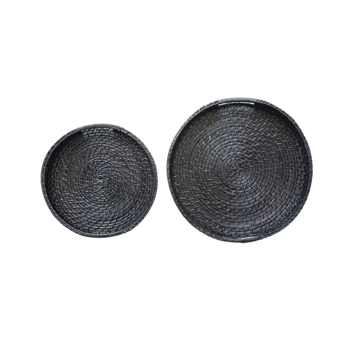 Black Woven Round Tray