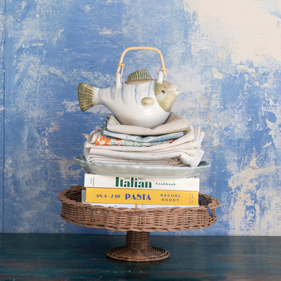 Woven Rattan Pedestal Tray