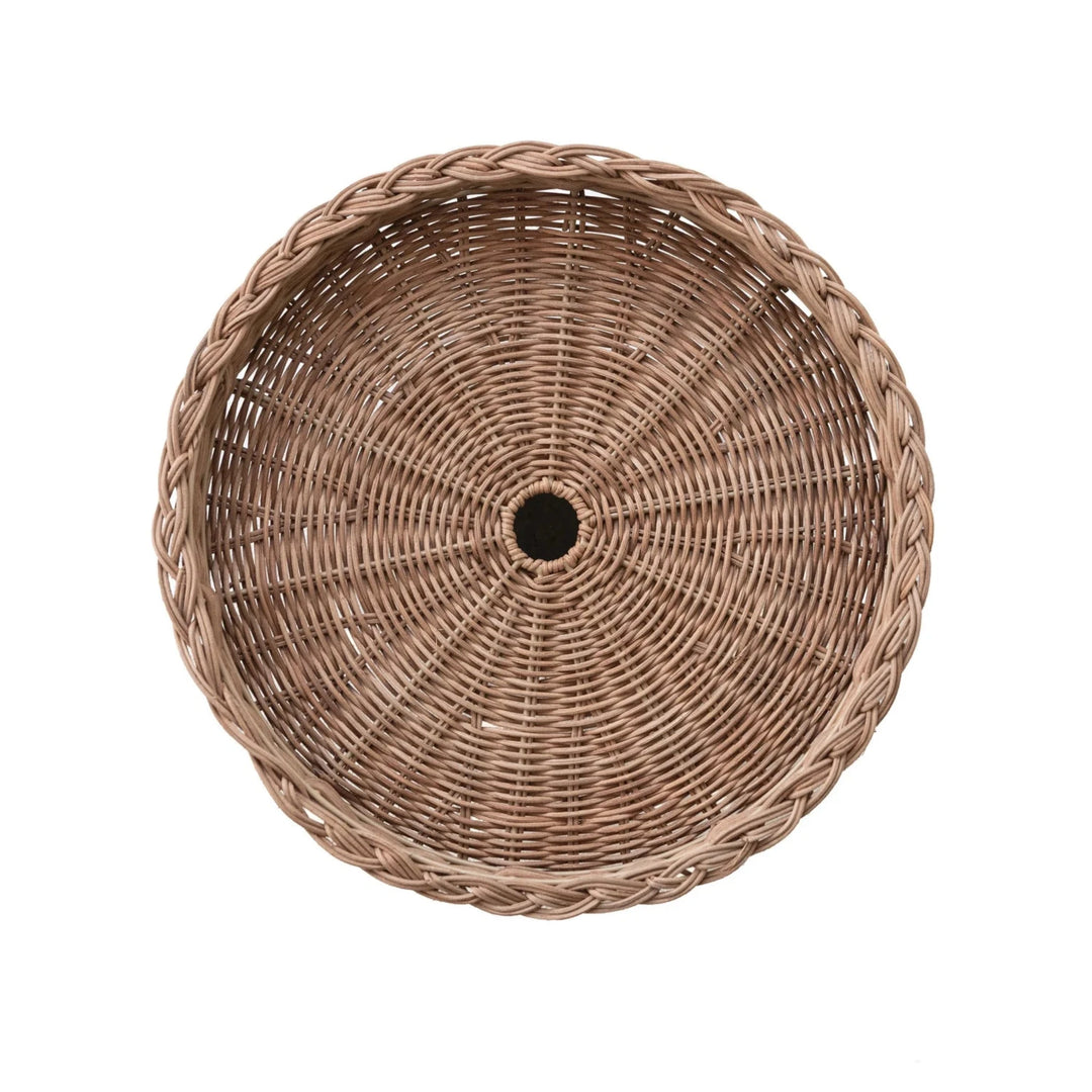 Woven Rattan Pedestal Tray