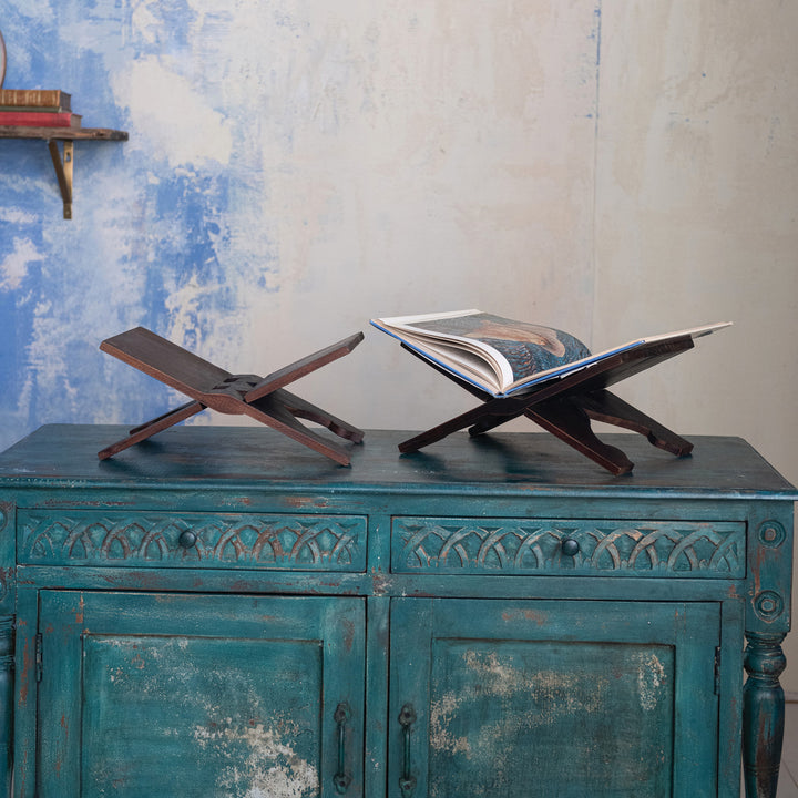 Reclaimed Wood Folding Book Stand
