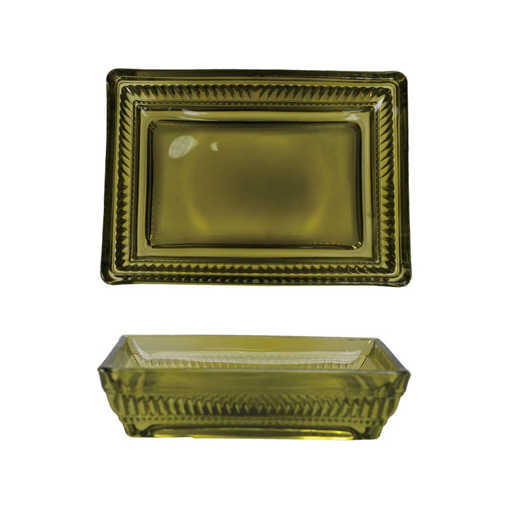 Olive Pressed Glass Soap Dish