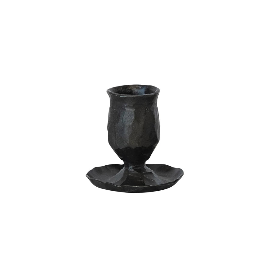 Rustic Cut Cast Iron Taper Holder