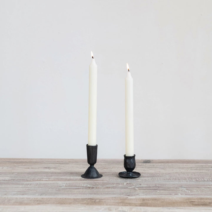 Rustic Cut Cast Iron Taper Holder