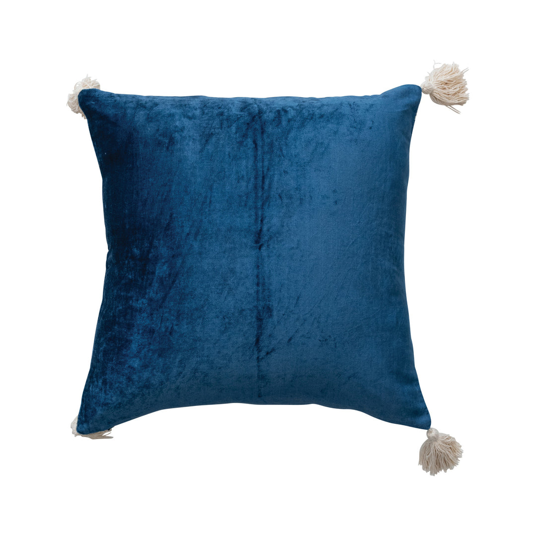 Blue & White Velvet Printed Pillow