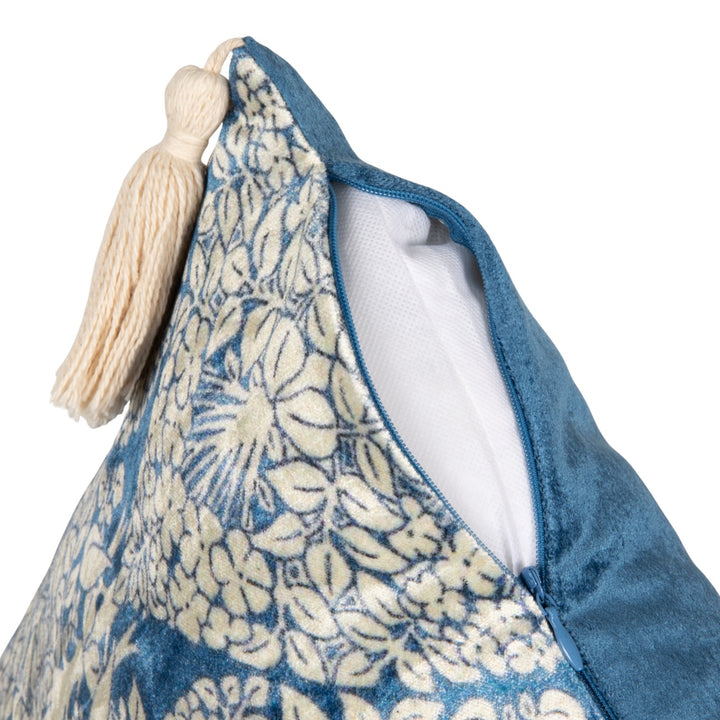 Blue & White Velvet Printed Pillow