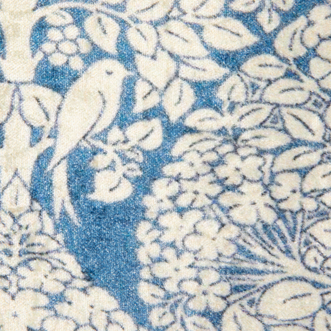 Blue & White Velvet Printed Pillow