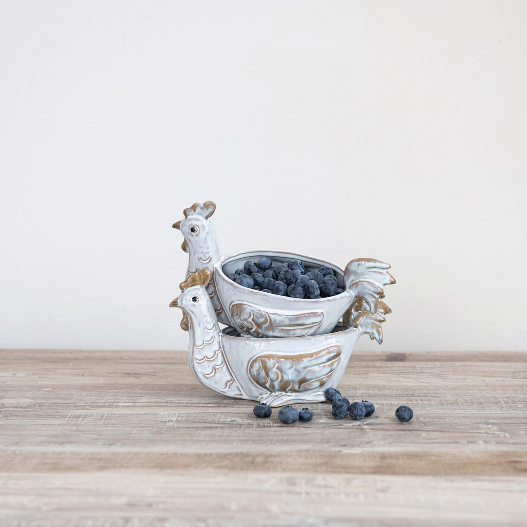 Rustic Stoneware Chicken Holder