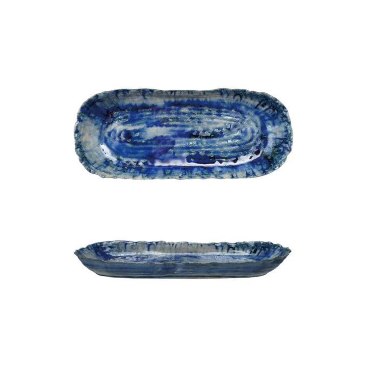 Blue Oval Stoneware Platter