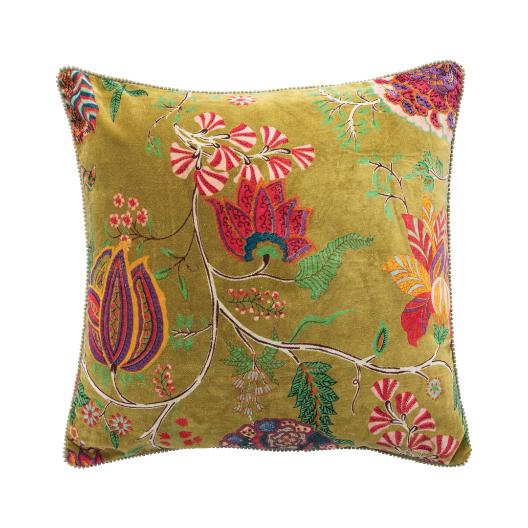 Eccentric Velvet Floral Pom Pillow