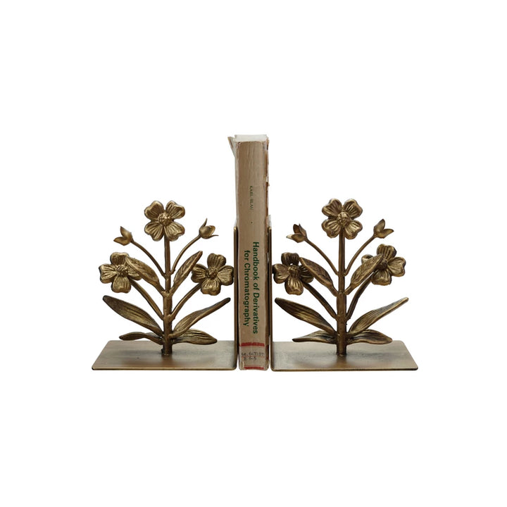 Golden Floral Bookend Set