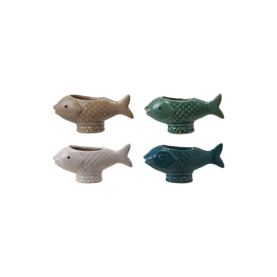Stoneware Fish Toothpick Holder