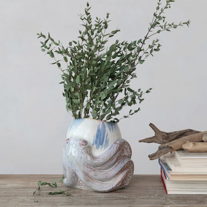 Curious Octopus Stoneware Planter