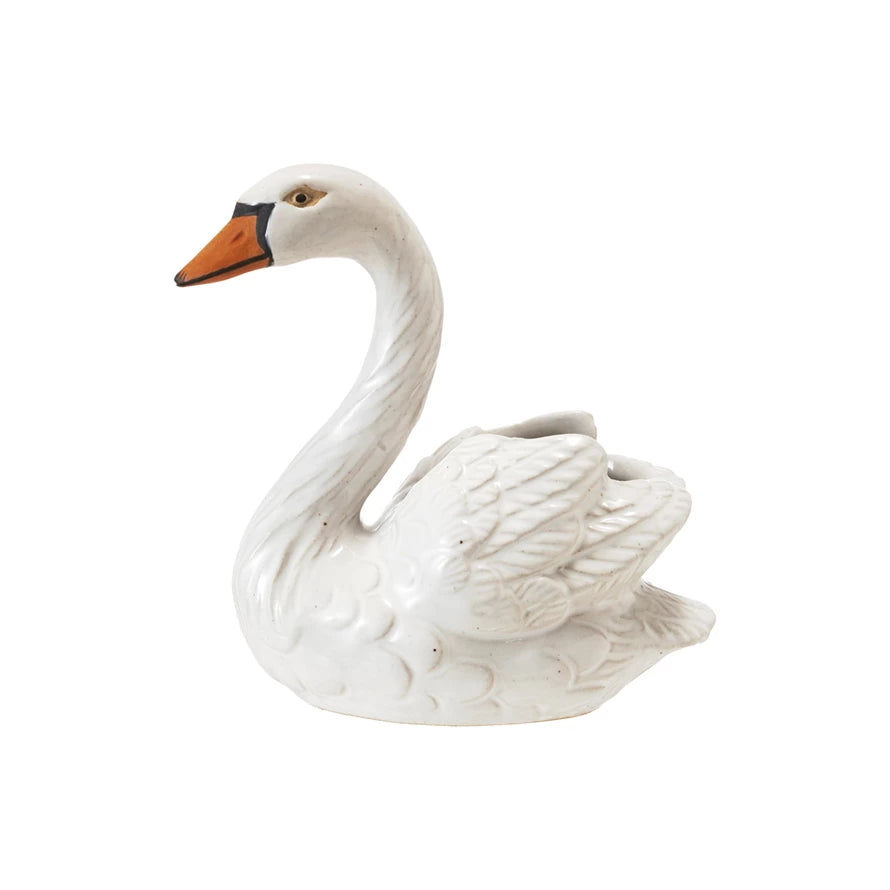 Lovely Stoneware Swan Toothpick Holder